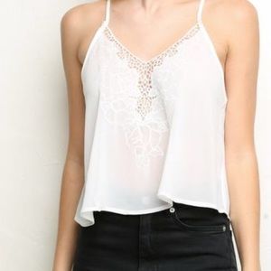 Brandy Melville Sheer Crochet Tank Top